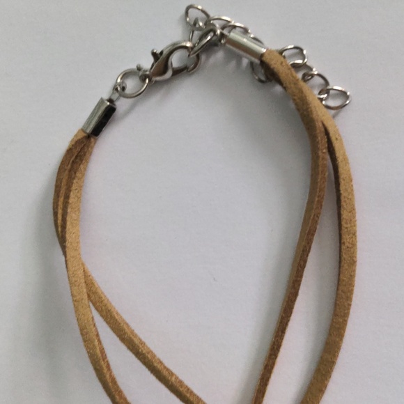 New Long Pendant Necklace, Handmade Pottery Donut,  38"+2" Two Suede Cords, Boho - Picture 6 of 9